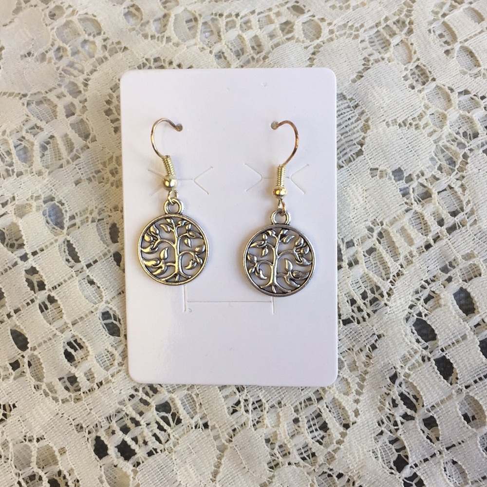 3/$15 Round tree earrings 1/2 inch